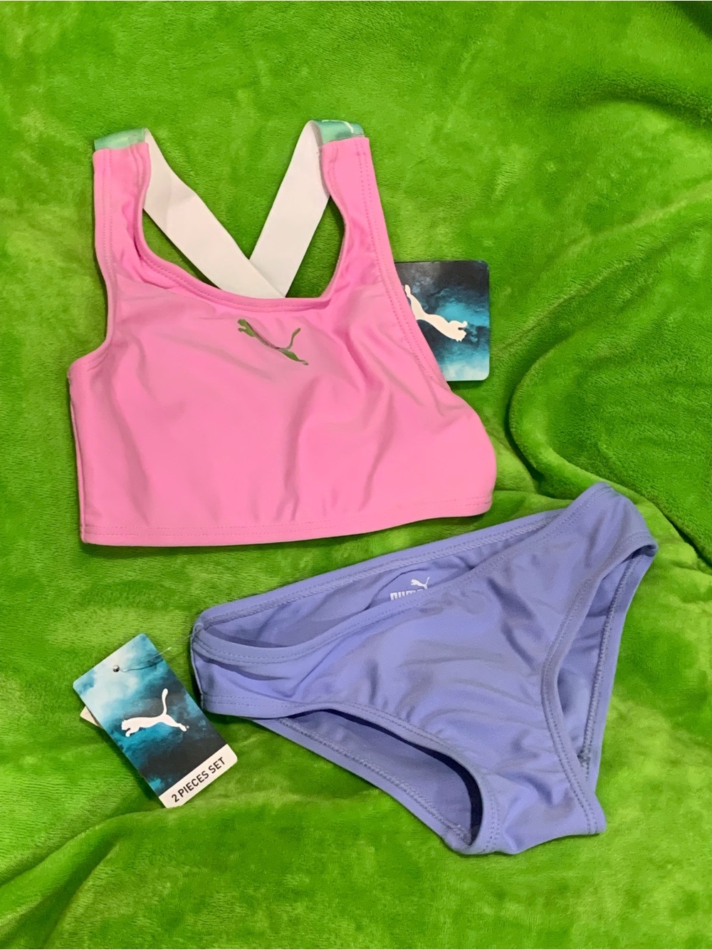 Puma Lavender Girls Swim Top with White Logo